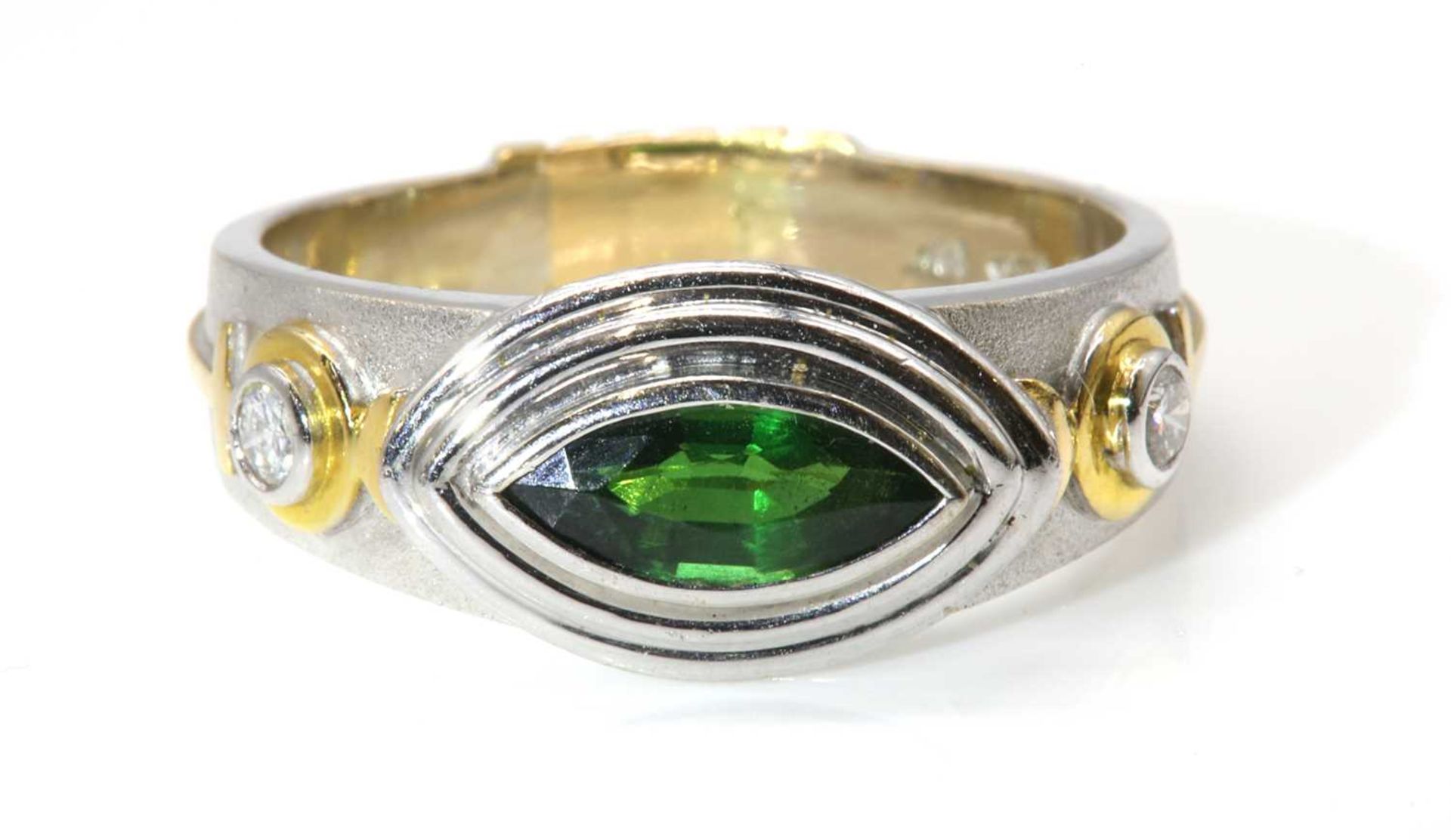 A white gold green tourmaline and diamond ring, by Astral Gemstone Talismans,