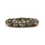 A Victorian gold five stone diamond ring,