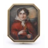 A Victorian painted miniature brooch,