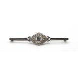 A diamond lozenge cluster bar brooch,