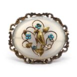 A Victorian rolled gold chalcedony and turquoise brooch,