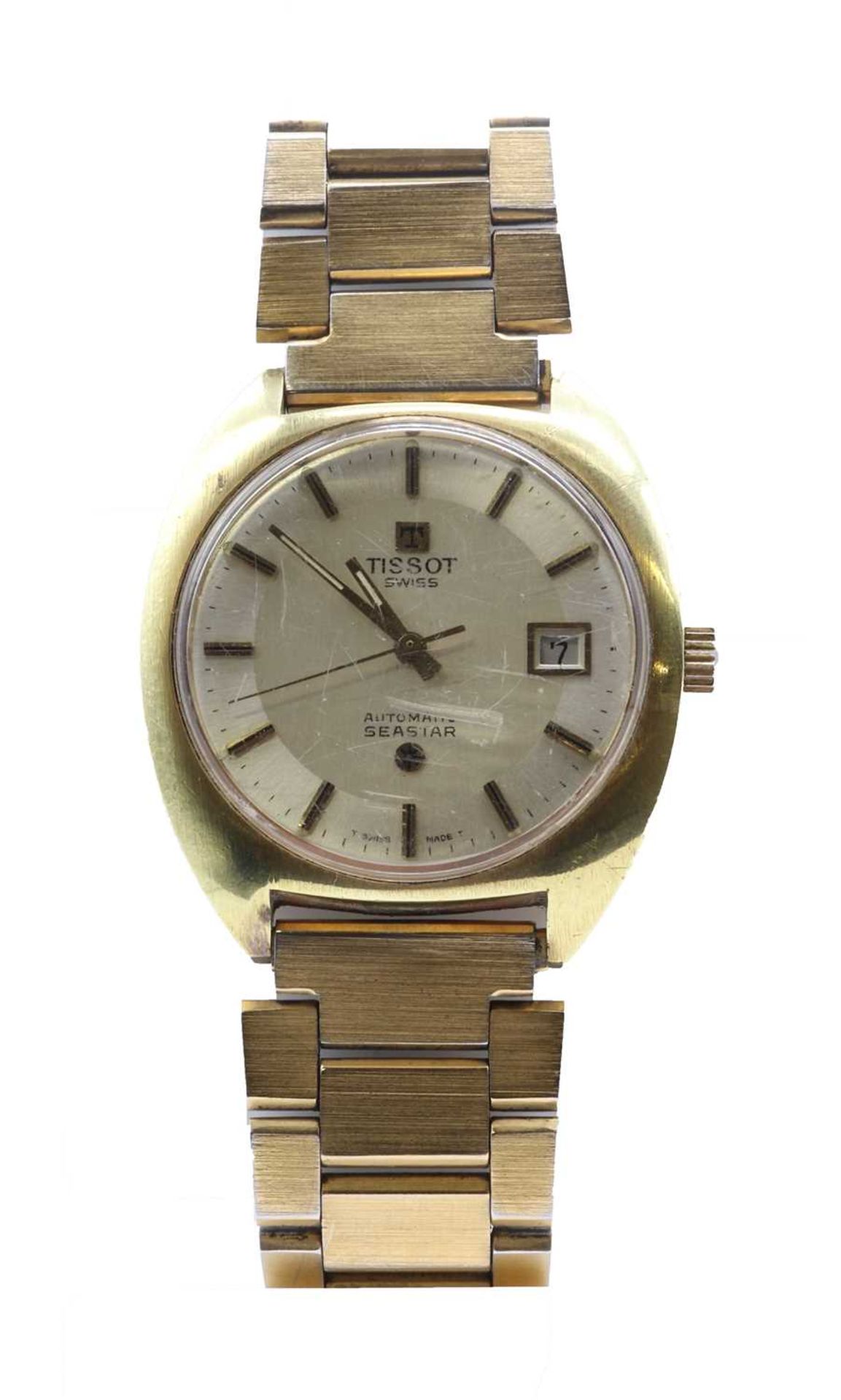 A gentleman's gold plated Tissot 'Seastar' automatic bracelet watch,