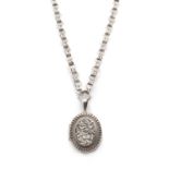 A Victorian sterling silver locket and collar,