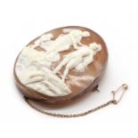 A Victorian gold mounted shell cameo brooch,