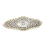 A French diamond, rock crystal and seed pearl brooch, c.1915-1920,