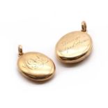 Two Edwardian gold lockets,