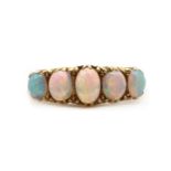 An 18ct gold five stone opal ring,