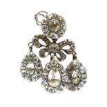 An 18th century silver paste set girandole drop earring,