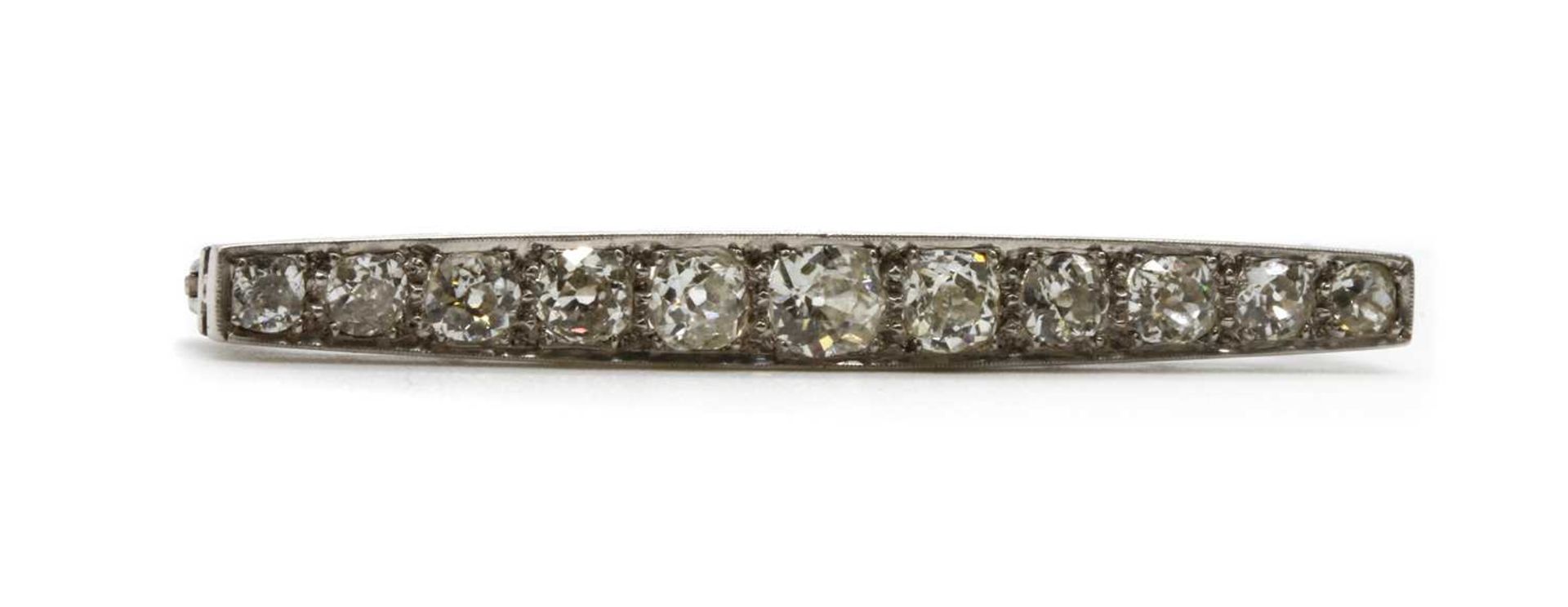 An old cut diamond bar brooch,