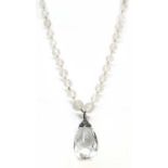 An Arts & Crafts silver rock crystal quartz pendant,