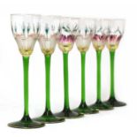 A set of six Theresienthal Glassworks 'flower form' liqueur glasses,