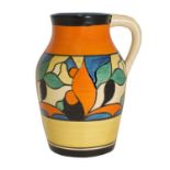 A Clarice Cliff floral pattern Lotus jug,