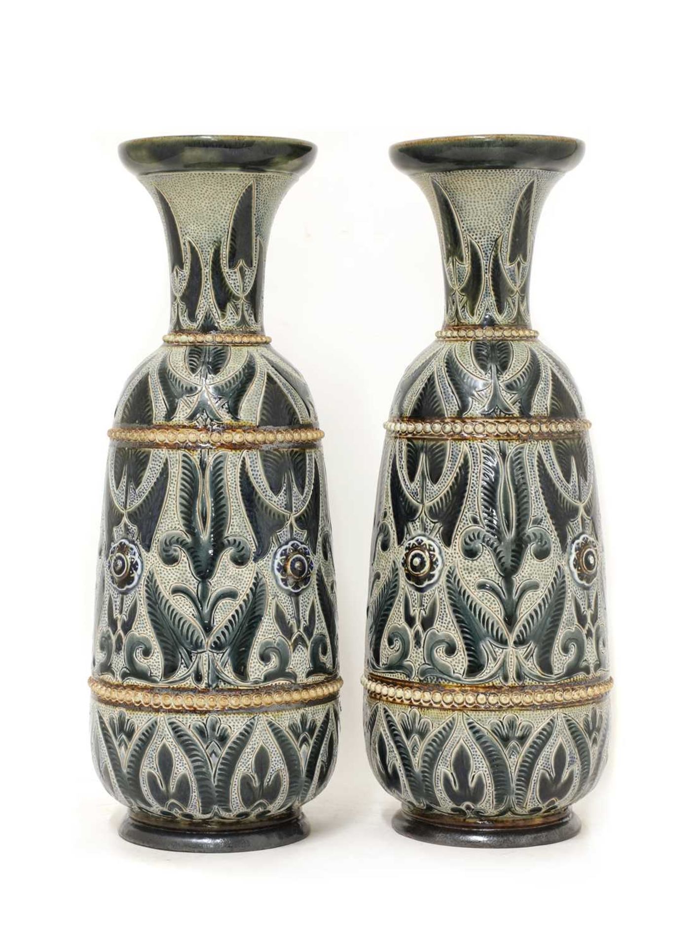 A pair of Doulton Lambeth vases,