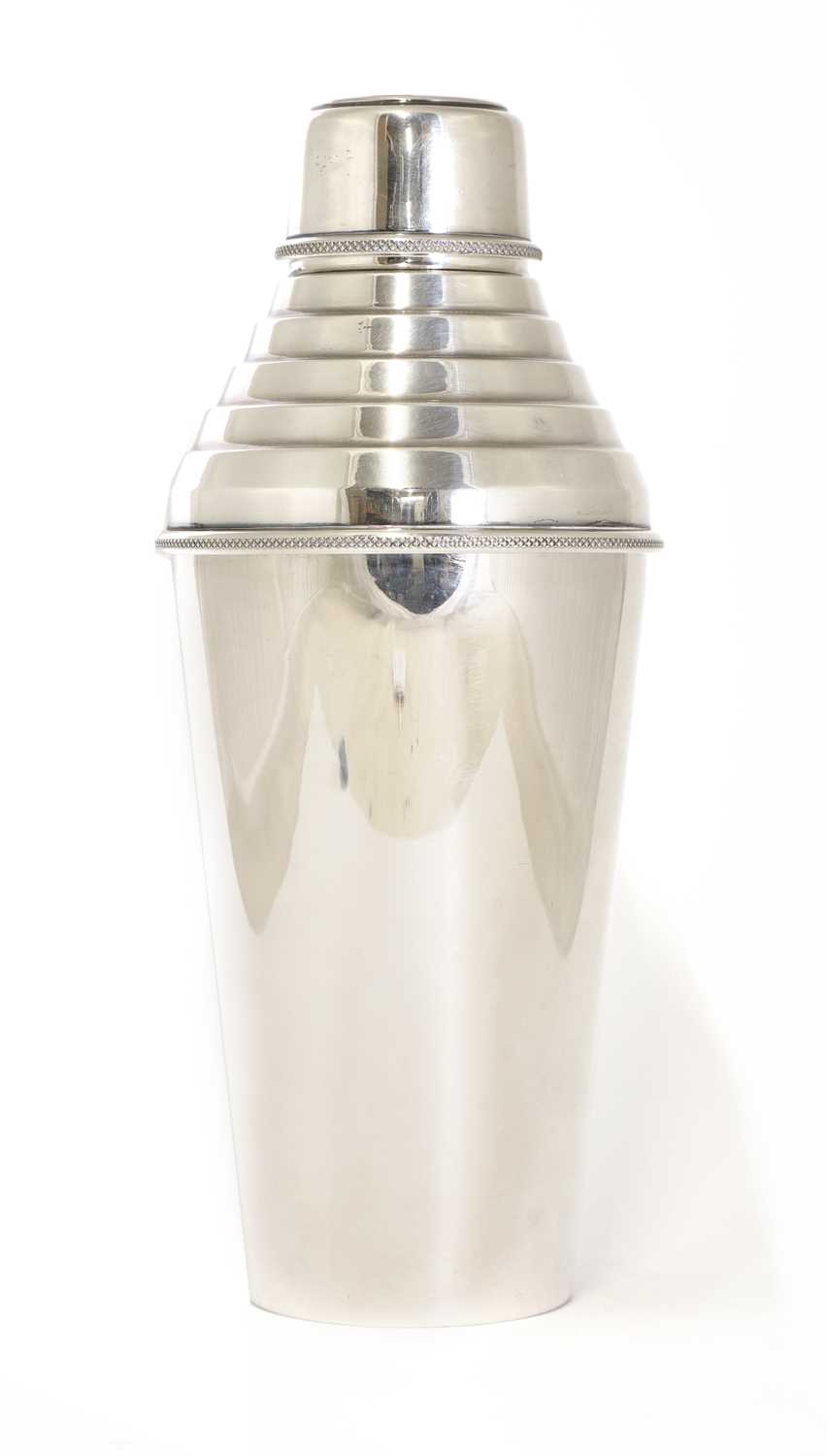 An Art Deco silver-plated cocktail shaker,