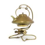 An Arts and Crafts brass kettle on stand,