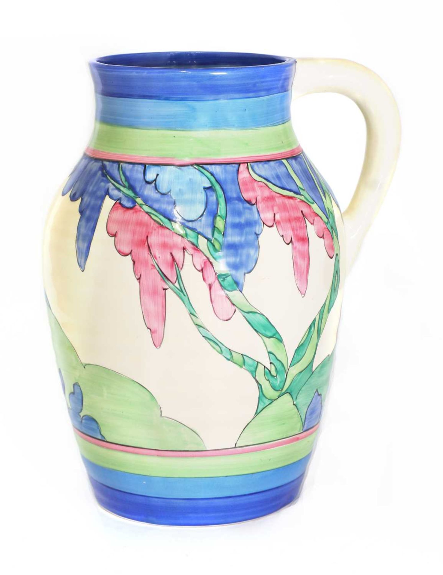 A Clarice Cliff 'Rudyard' Isis jug,