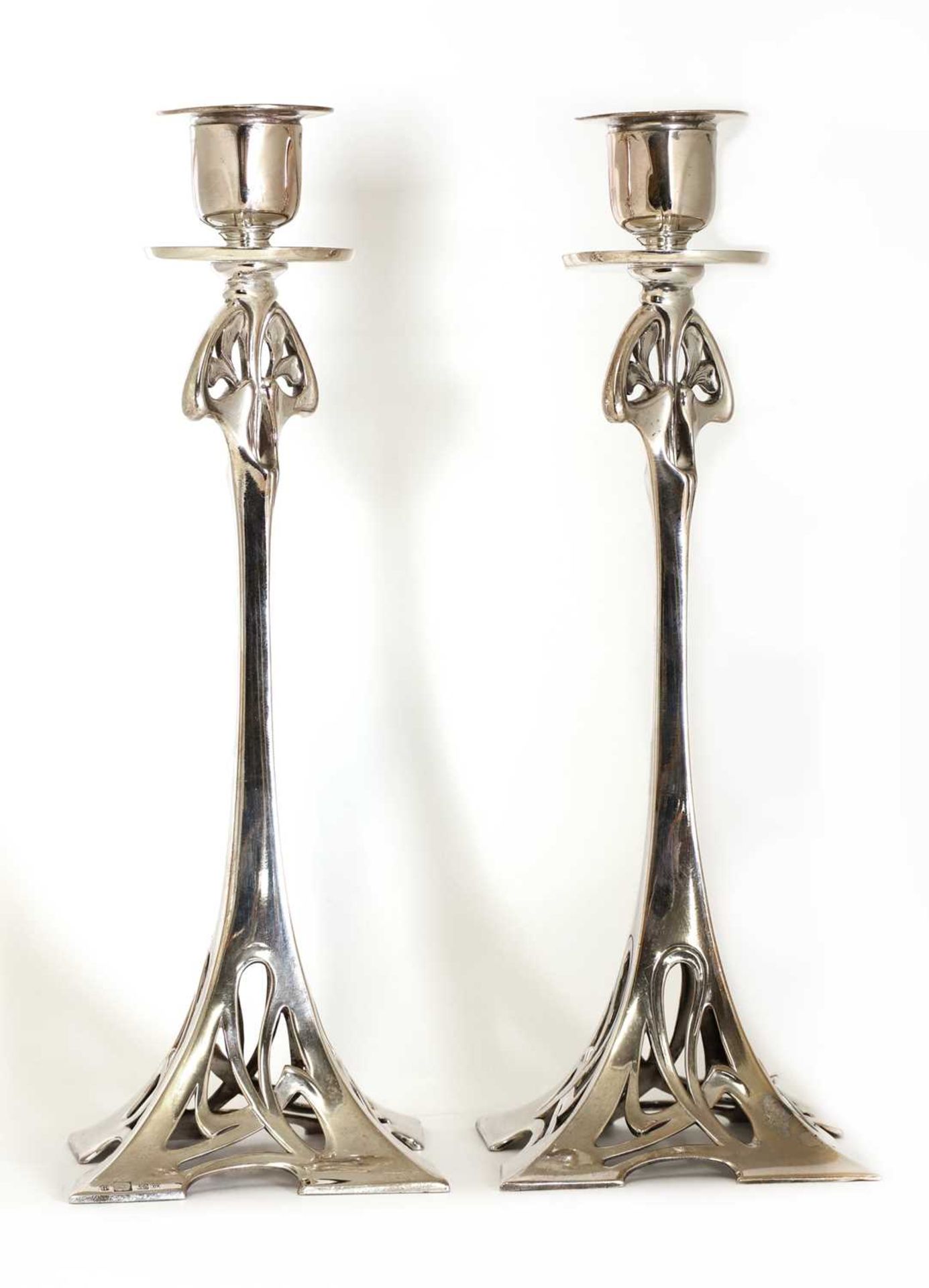 A pair of WMF silver-plated candlesticks, - Bild 2 aus 3