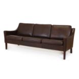 A Danish leather three-seater settee,