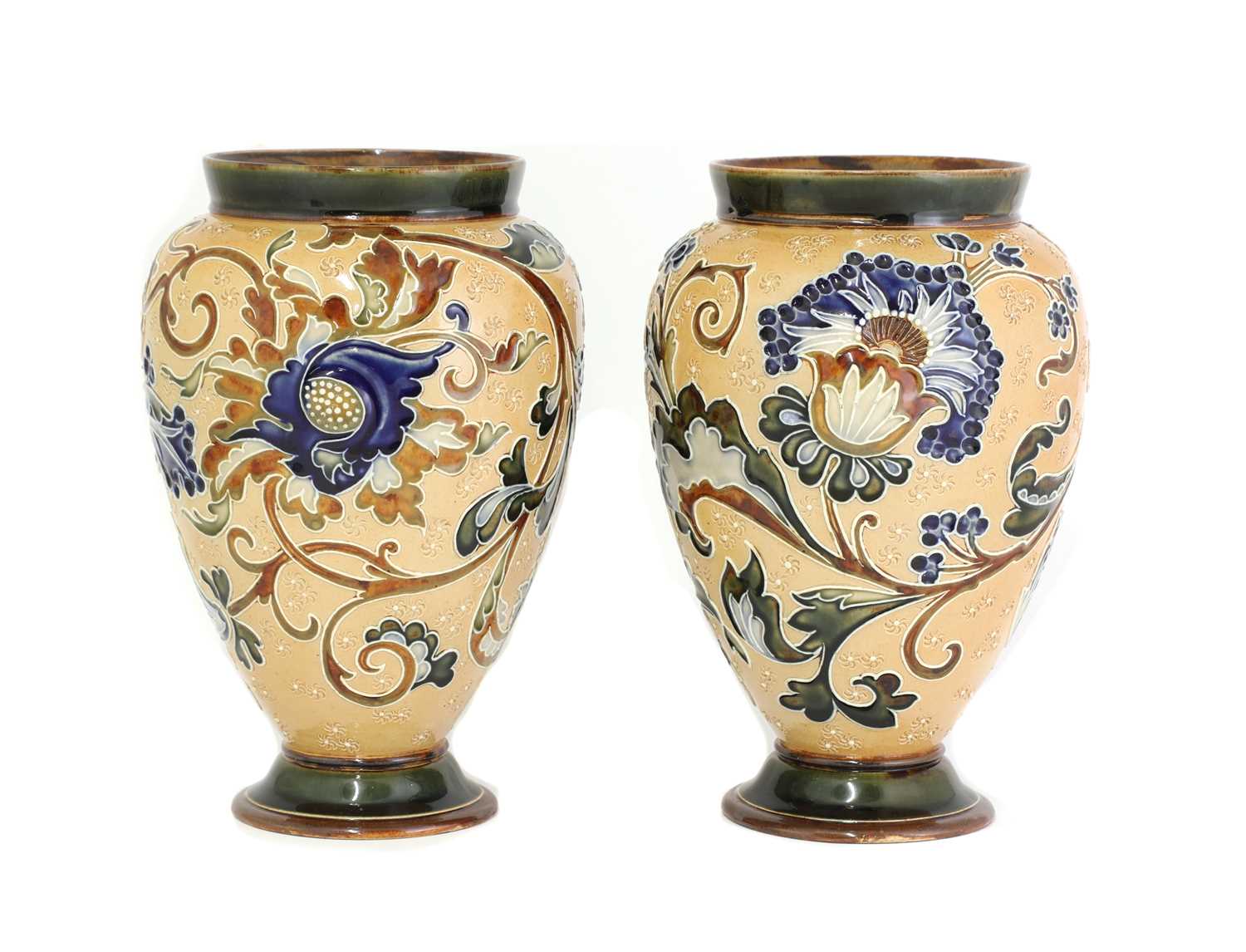 A pair of Doulton Lambeth stoneware vases, - Image 2 of 3