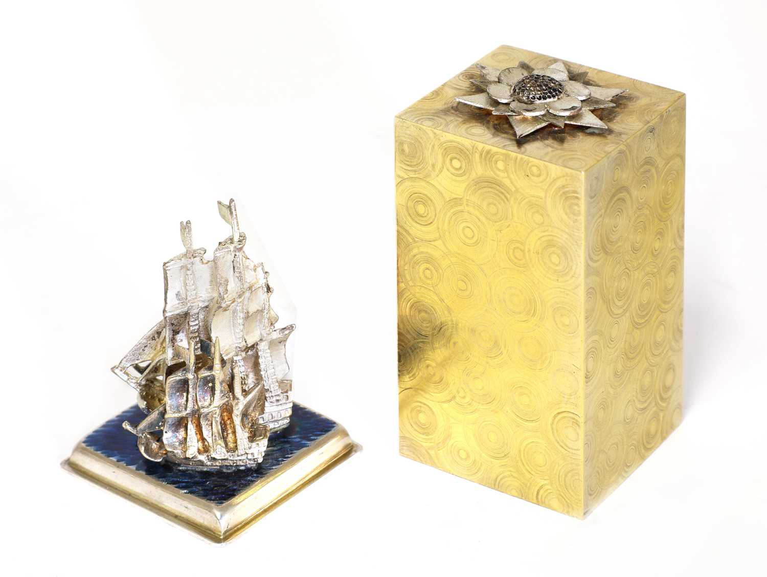 A novelty silver-gilt and enamel 'Surprise' box,