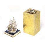 A novelty silver-gilt and enamel 'Surprise' box,