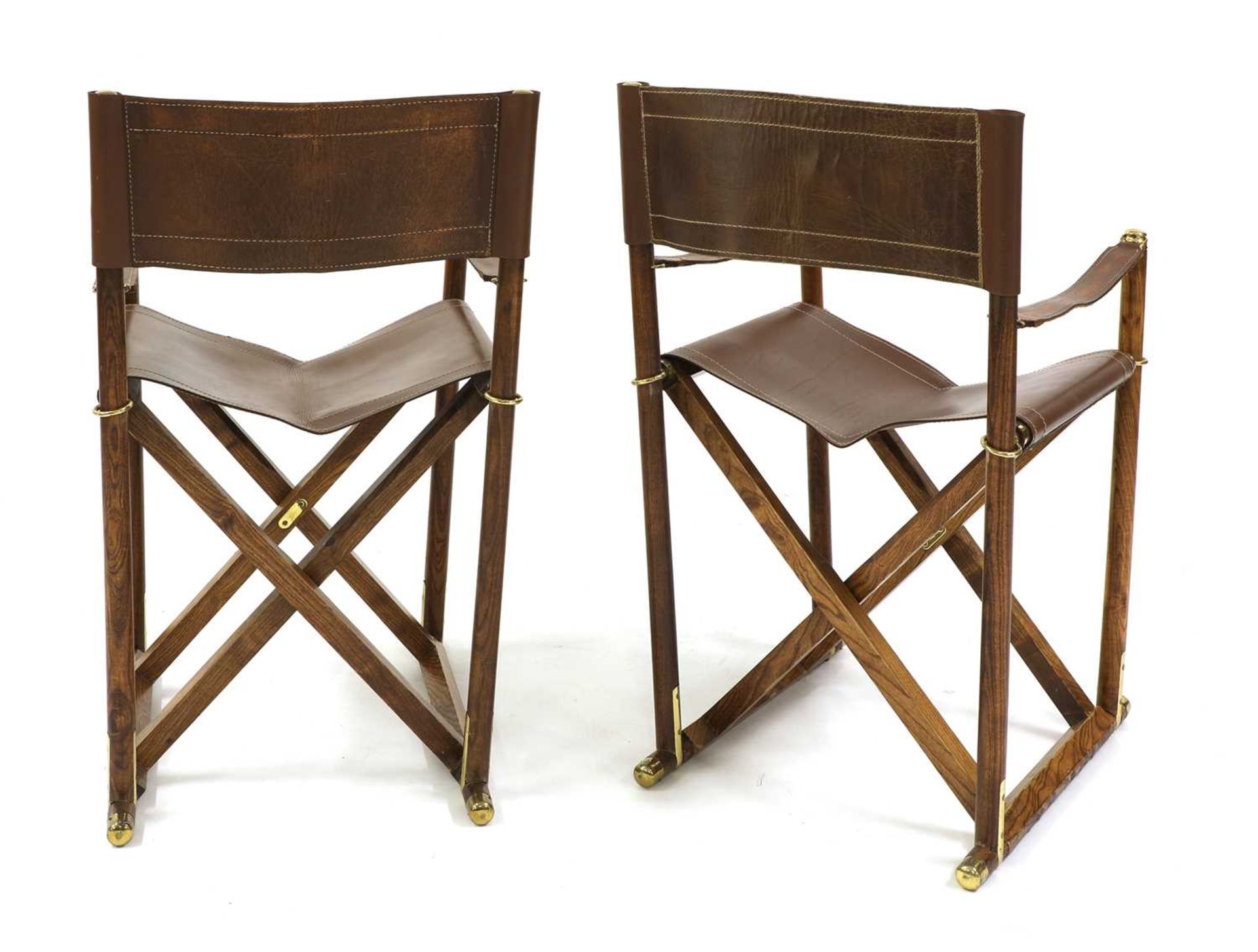 A pair of Spanish oak safari chairs, - Bild 2 aus 2