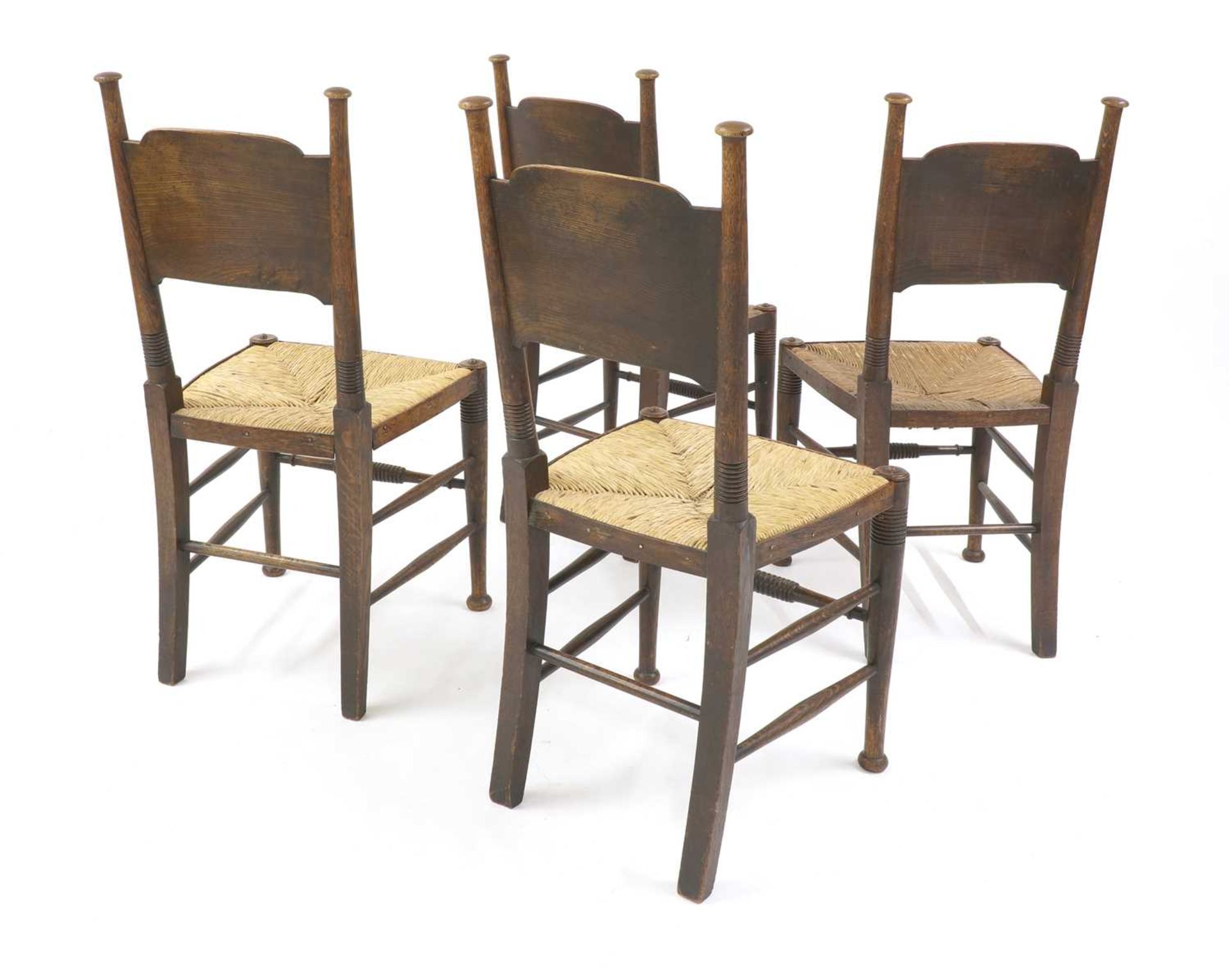 A set of four oak and rush-seated chairs, - Bild 2 aus 2