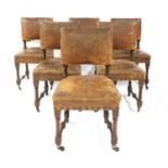 A set of six oak Gothic Revival dining chairs,