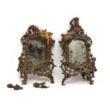 A pair of silver plated Art Nouveau easel back mirrors,