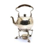 A Victorian silver kettle and stand,