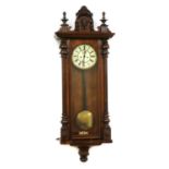 A walnut cased Vienna regulator wall clock,