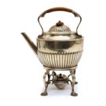 A Victorian silver kettle and stand,