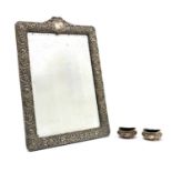 A silver-mounted easel back mirror,