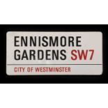 A City of Westminster enamel sign 'Ennismore Gardens',