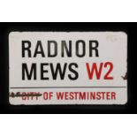 A City of Westminster enamel sign 'Radnor Mews W2',