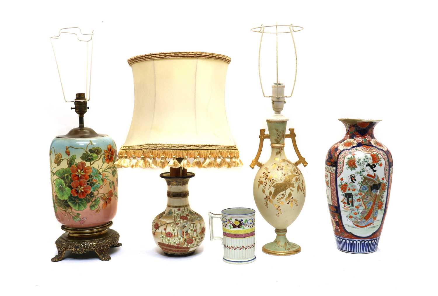 A collection of table lamps,