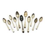 A collection of Old English pattern silver spoons