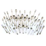 A collection of George III and later silver flatware,