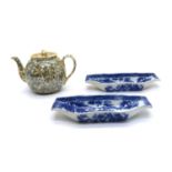A pair of blue and white Pearlware radish dishes,