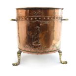 A Dutch Copper and brass coal bucket,