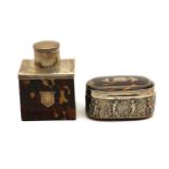 A late Victorian silver and tortoiseshell tea canister