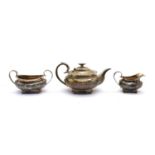 A composed George IV silver three piece silver tea service