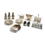 A collection of silver items,