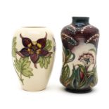 A Moorcroft pottery 'Columbine' pattern vase,