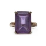 A silver single stone amethyst ring, by Tiffany & Co.,