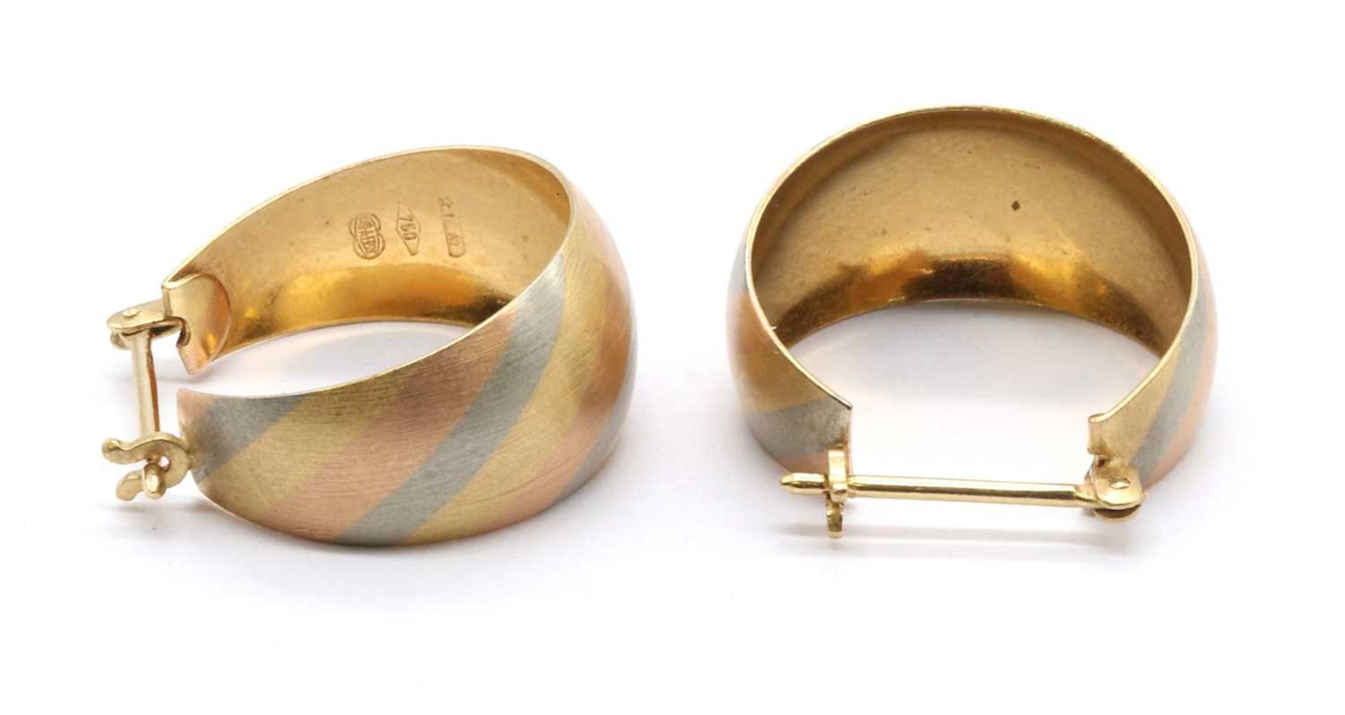 A pair of three colour gold hoop earrings, by UnoAErre, - Image 2 of 2