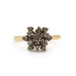 An 18ct gold diamond cluster ring,