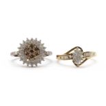 A 9ct gold diamond cluster ring,