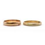 Two gold wedding rings,