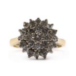 An 18ct gold diamond cluster ring,